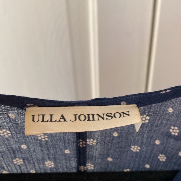 Ulla Johnson Paulette Blue Dress Cotton Size 2 Patterned Floral Ditsy Midi Dress - Picture 13 of 17